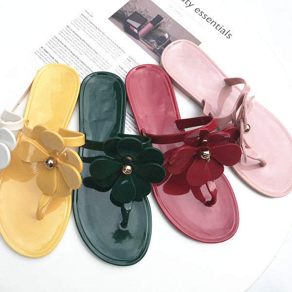 Flower Jelly Flat Sandals – Designer Floral Flip-Flop Slides