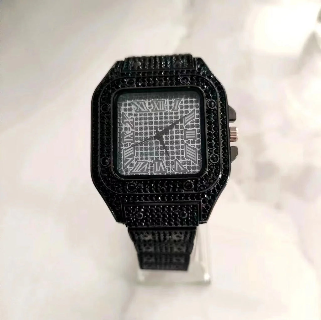Iced Out Diamond Dial Quartz Watch — Stainless Steel Luxury Timepiece, 4 Colorways | FireDrips
