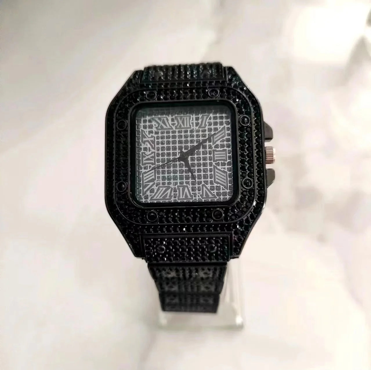 Iced Out Diamond Dial Quartz Watch — Stainless Steel Luxury Timepiece, 4 Colorways | FireDrips