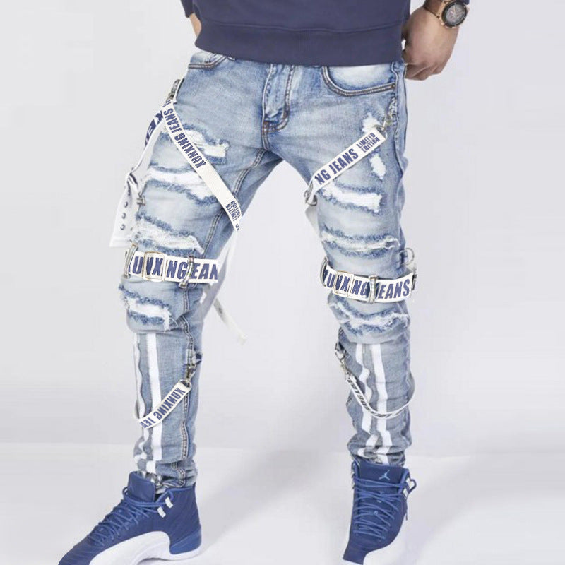 Ribbon Detail Jeans – Men's Streetwear Denim