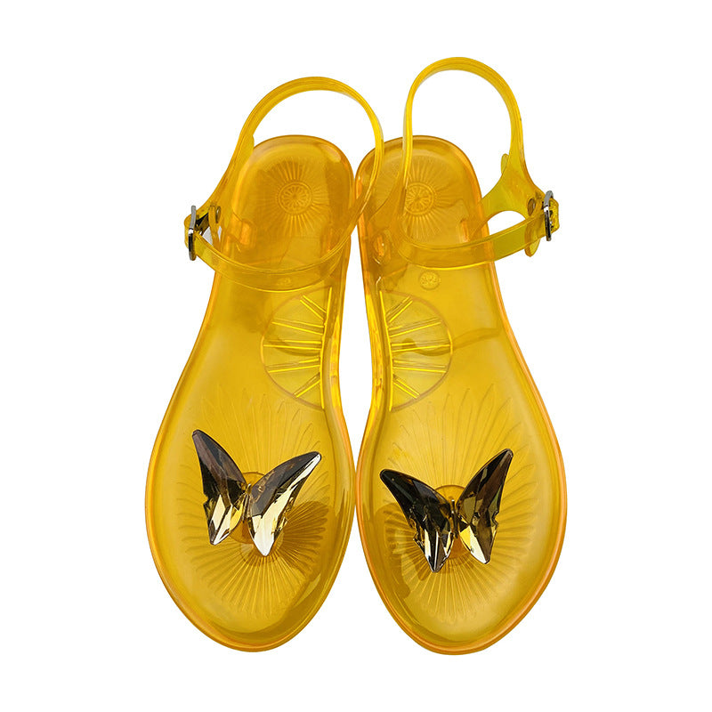 Butterfly Jelly Flat Sandals – PVC Beach Flip Flop Slippers