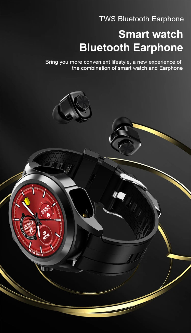 2-in-1 Smart Watch with Earbuds – Wireless Headset Smartwatch