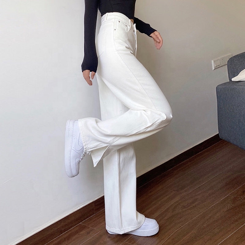 Slit Wide Leg Jeans – Women's Y2K Denim