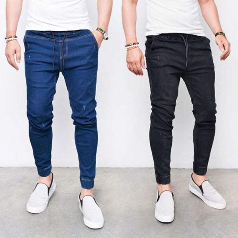 Men's Skinny Fit Denim Jeans – Mid Waist Stretch Pants
