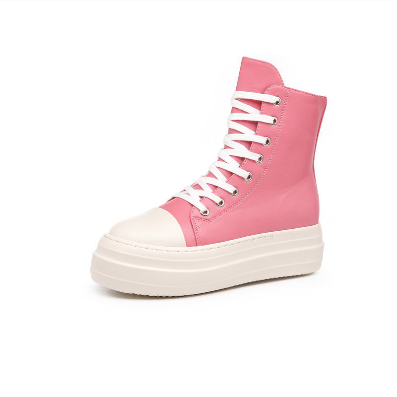 Lace-Up Chunky Sneakers – Multi-Material Street Style Trainers