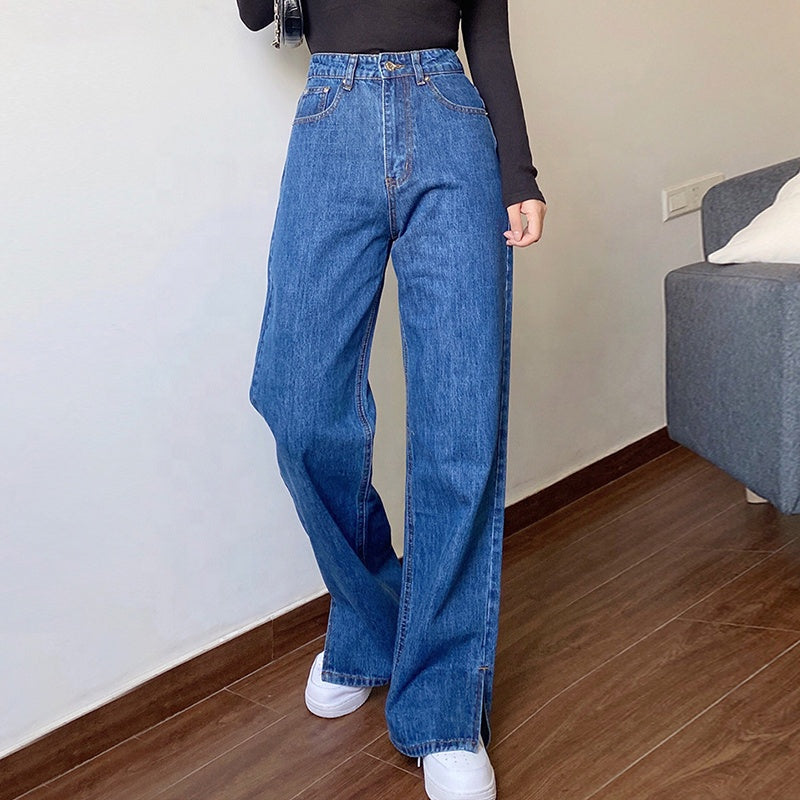 Slit Wide Leg Jeans – Women's Y2K Denim