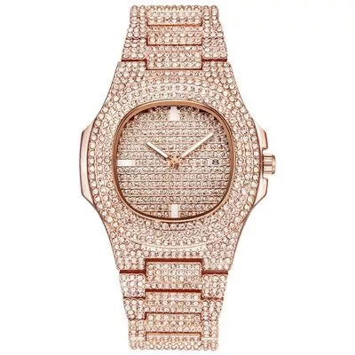 Gold Rush — Full Diamond Iced Out Hip Hop Watch Gold Finish Luxury Timepiece | Black, Gold, Silver, Rose Gold