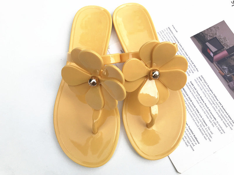Flower Jelly Flat Sandals – Designer Floral Flip-Flop Slides