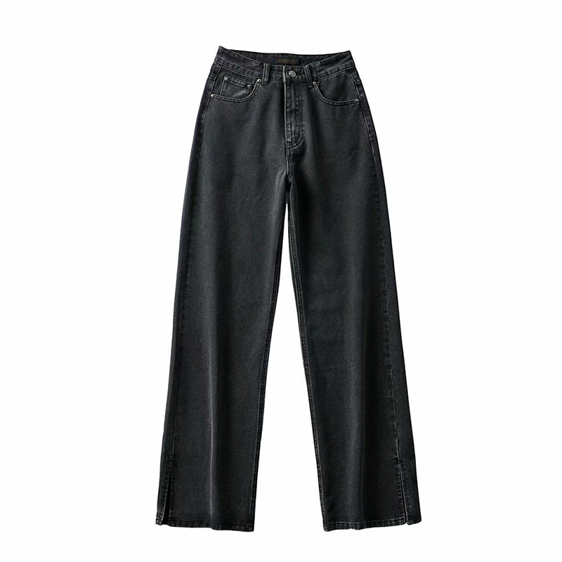 Slit Wide Leg Jeans – Women's Y2K Denim