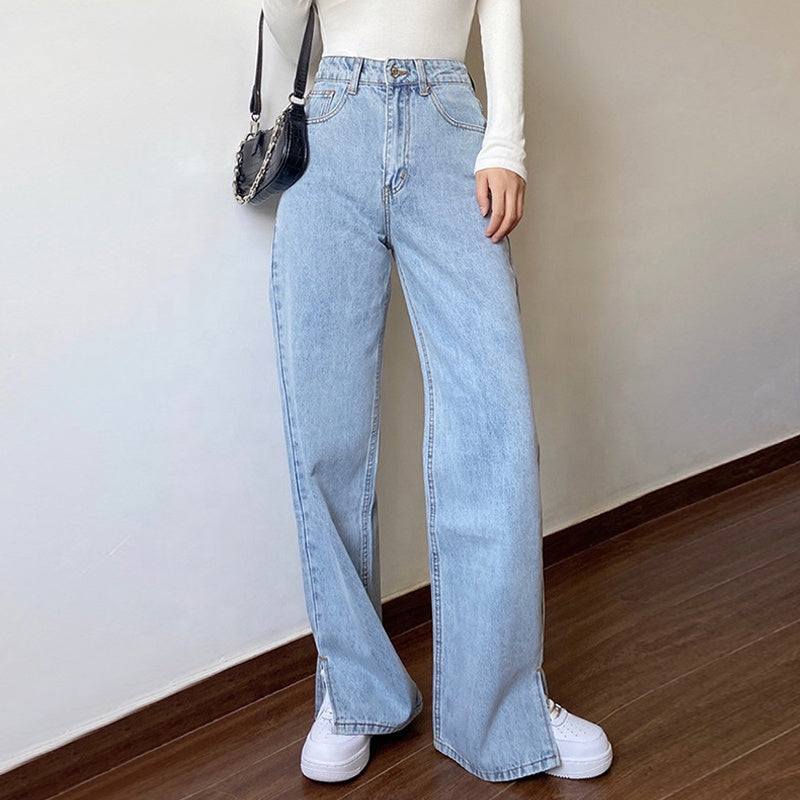 Slit Wide Leg Jeans – Women's Y2K Denim