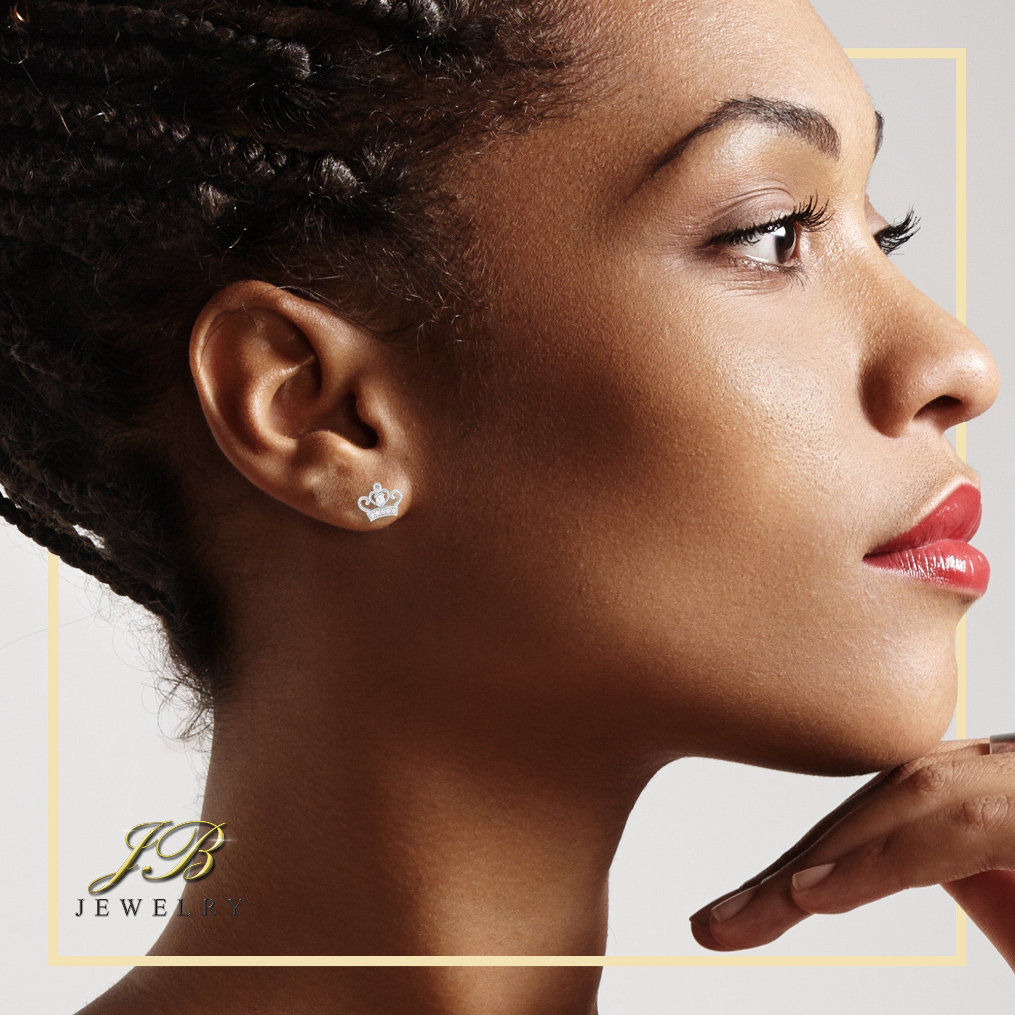 Crown CZ Hip-Hop Stud Earrings — 14K Gold & Silver Filled Cubic Zirconia Women's Jewelry