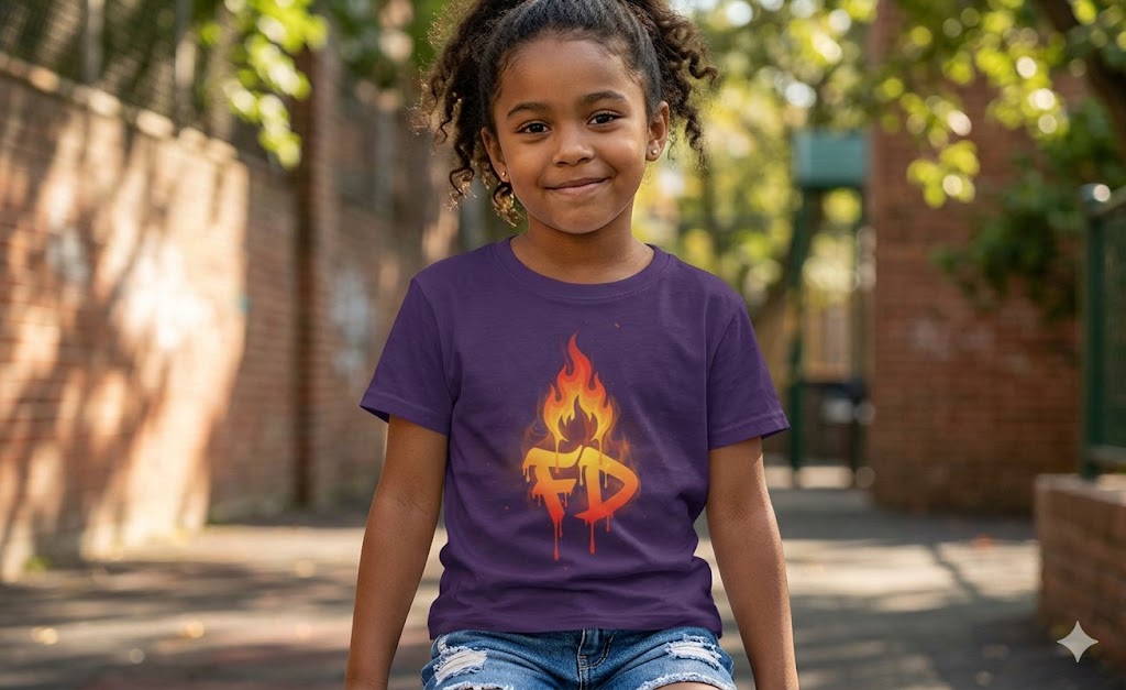 Kids Tee — Flaming 'FD' Graffiti Logo Shirt