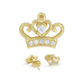 Crown CZ Hip-Hop Stud Earrings — 14K Gold & Silver Filled Cubic Zirconia Women's Jewelry