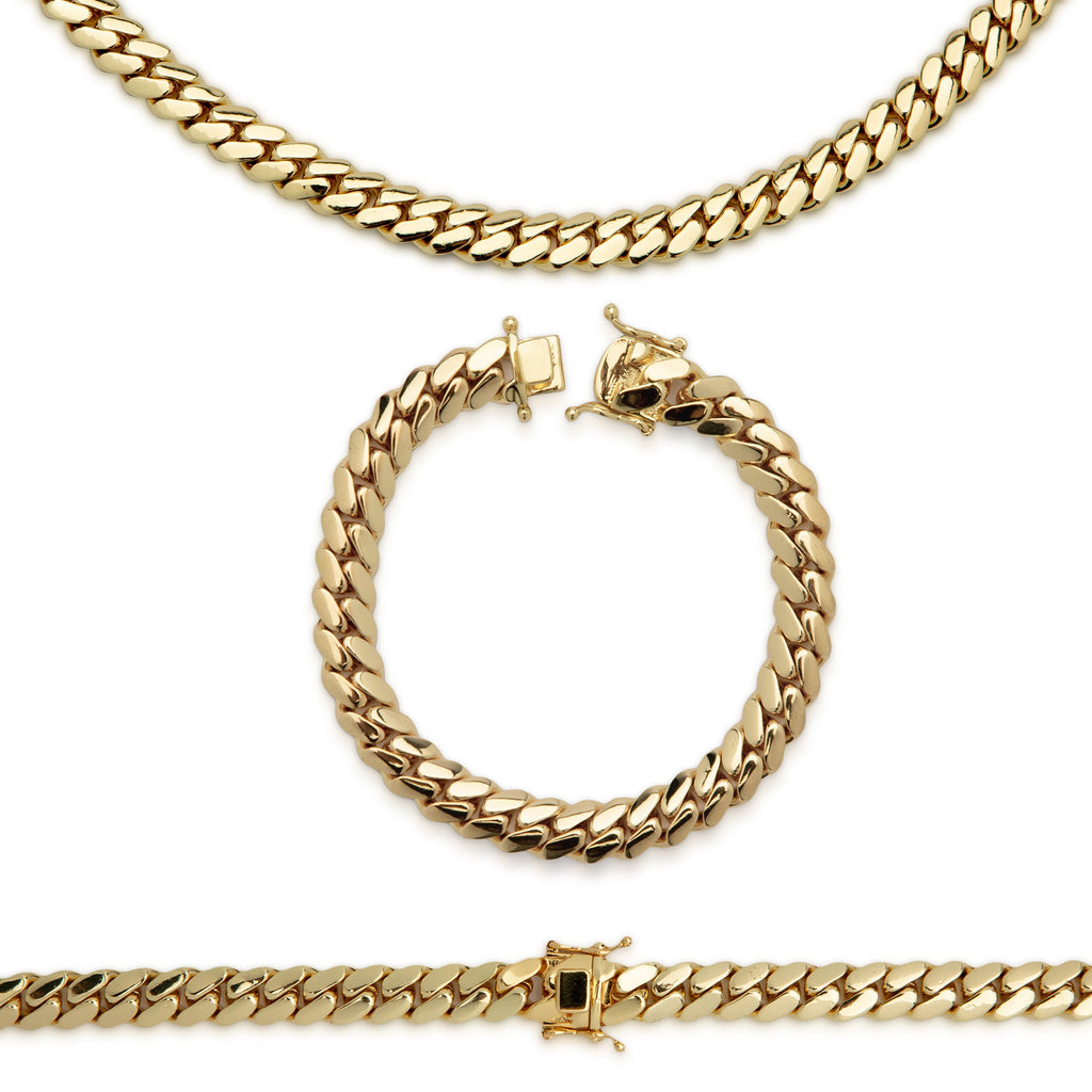 Miami Cuban Link Chain Bracelet — 14K Gold Premium Plated 10-24mm Men's Jewelry 8.5"