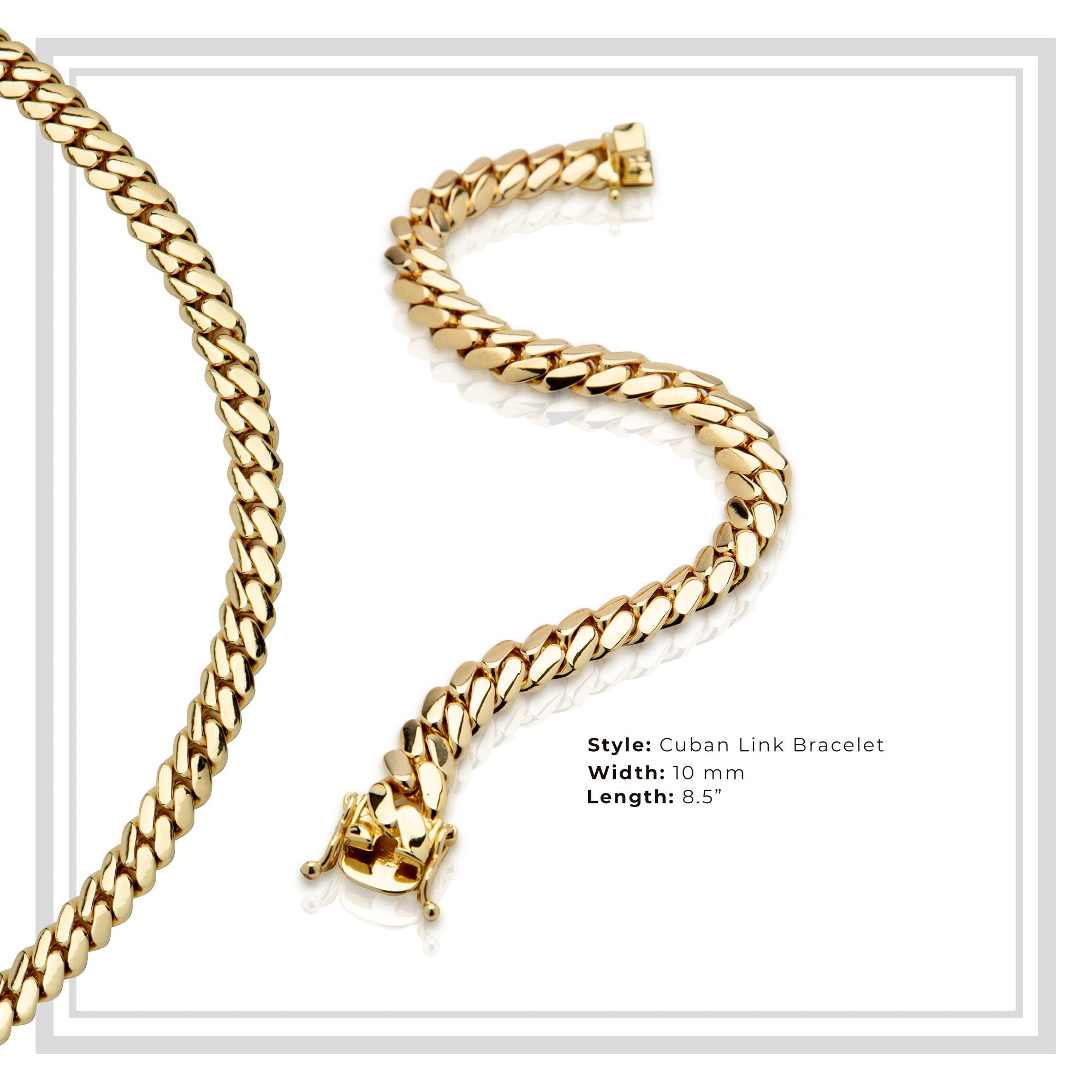 Miami Cuban Link Chain Bracelet — 14K Gold Premium Plated 10-24mm Men's Jewelry 8.5"