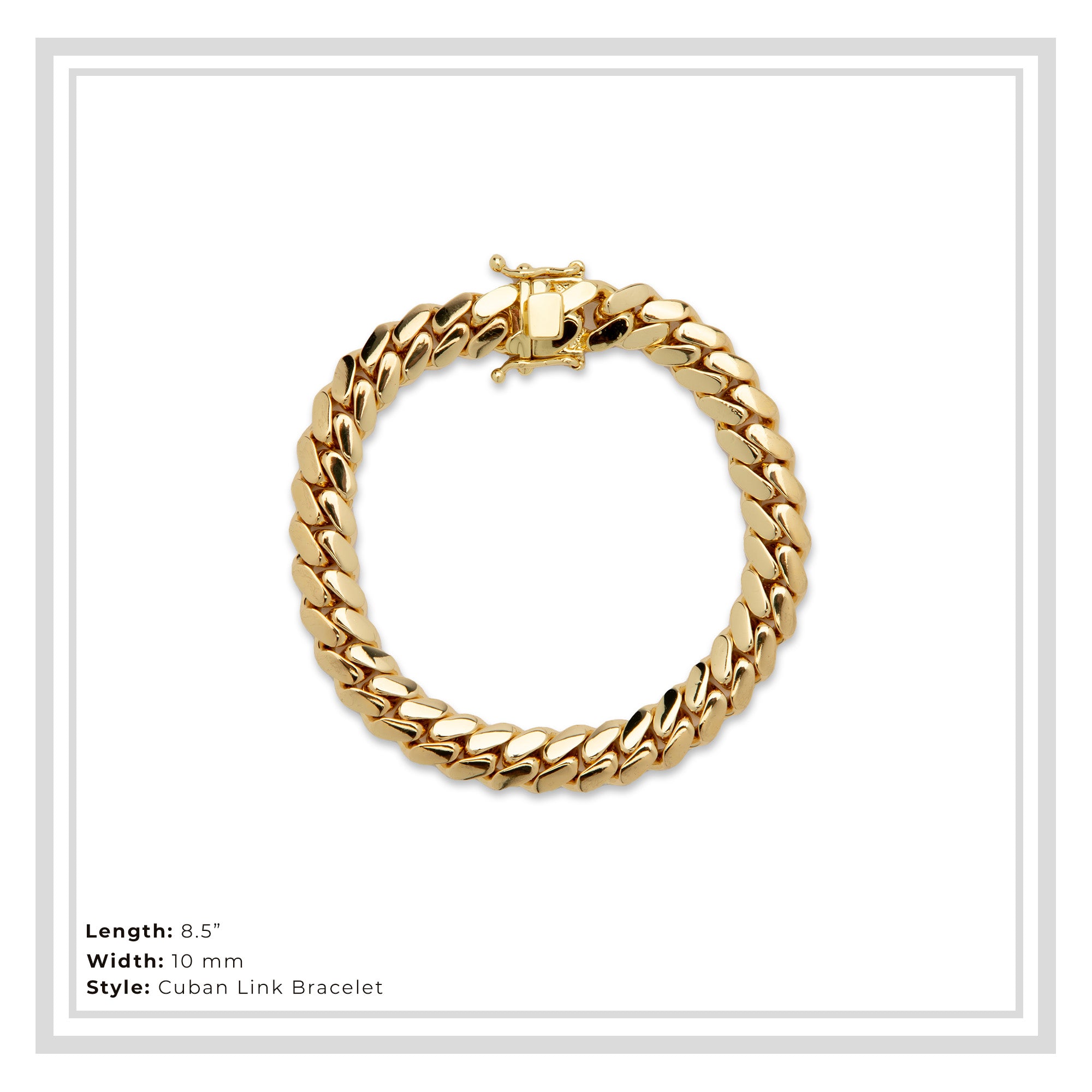 Miami Cuban Link Chain Bracelet — 14K Gold Premium Plated 10-24mm Men's Jewelry 8.5"