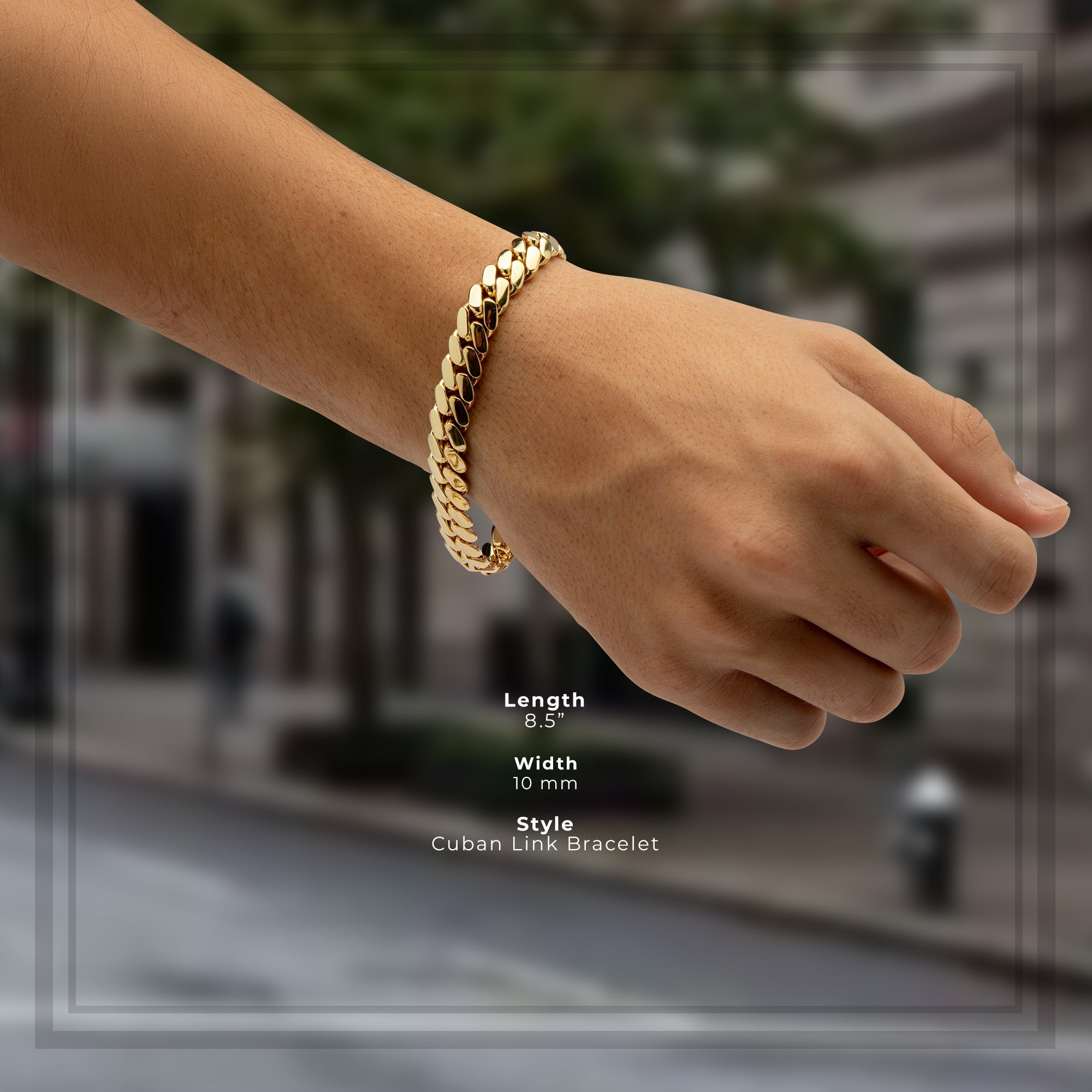 Miami Cuban Link Chain Bracelet — 14K Gold Premium Plated 10-24mm Men's Jewelry 8.5"