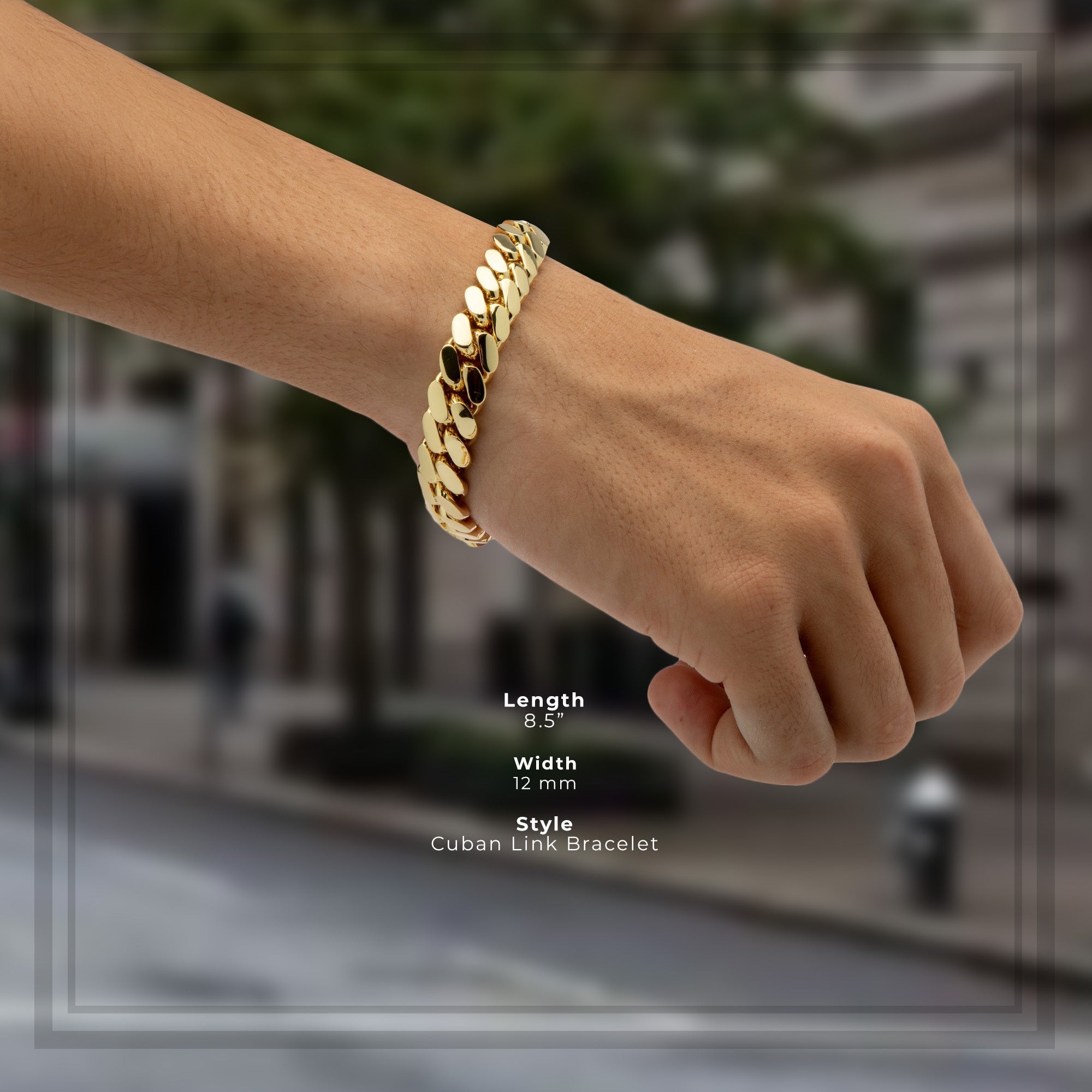 Miami Cuban Link Chain Bracelet — 14K Gold Premium Plated 10-24mm Men's Jewelry 8.5"