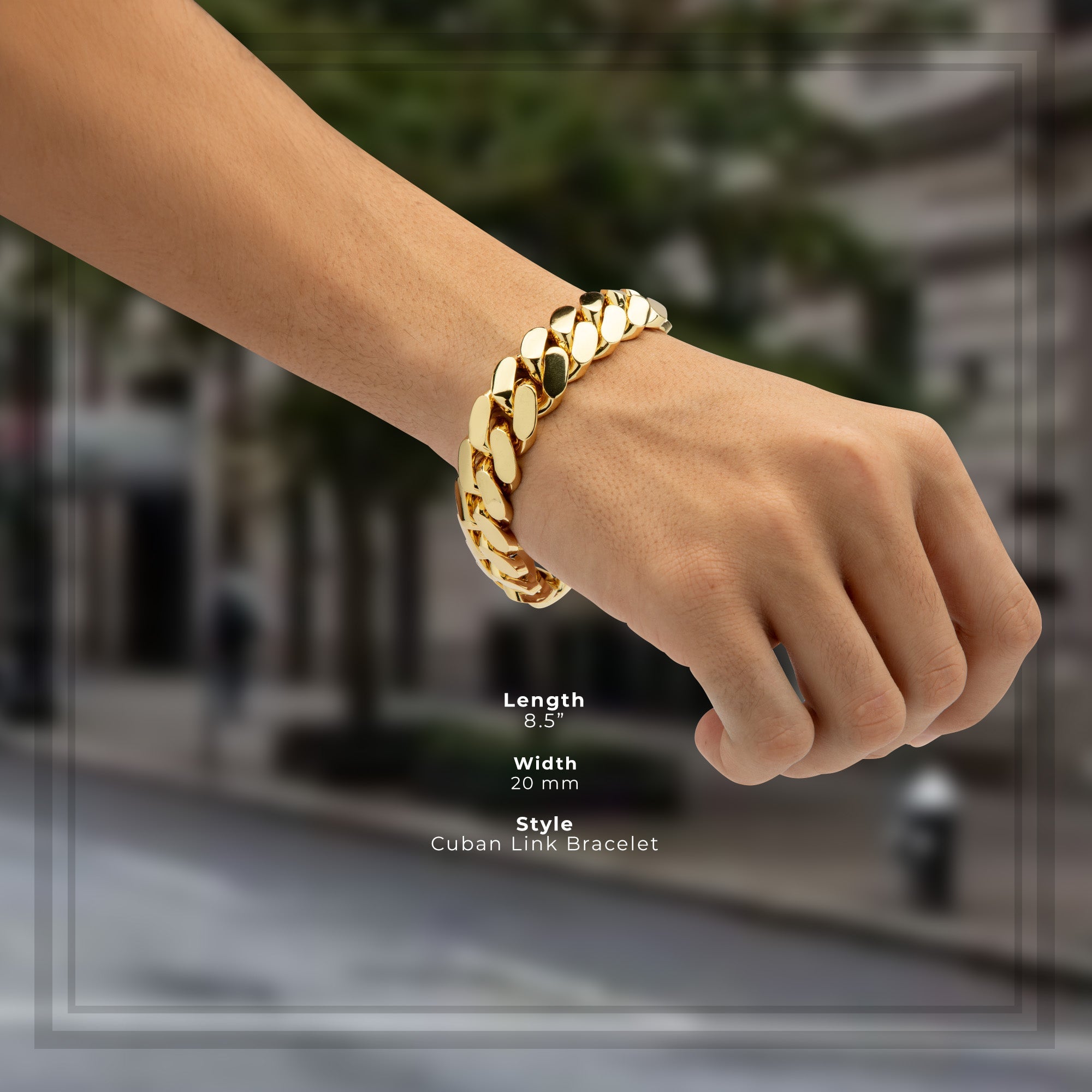 Miami Cuban Link Chain Bracelet — 14K Gold Premium Plated 10-24mm Men's Jewelry 8.5"