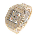 Hip-Hop Diamond-Encrusted Hollow Square Face Watch