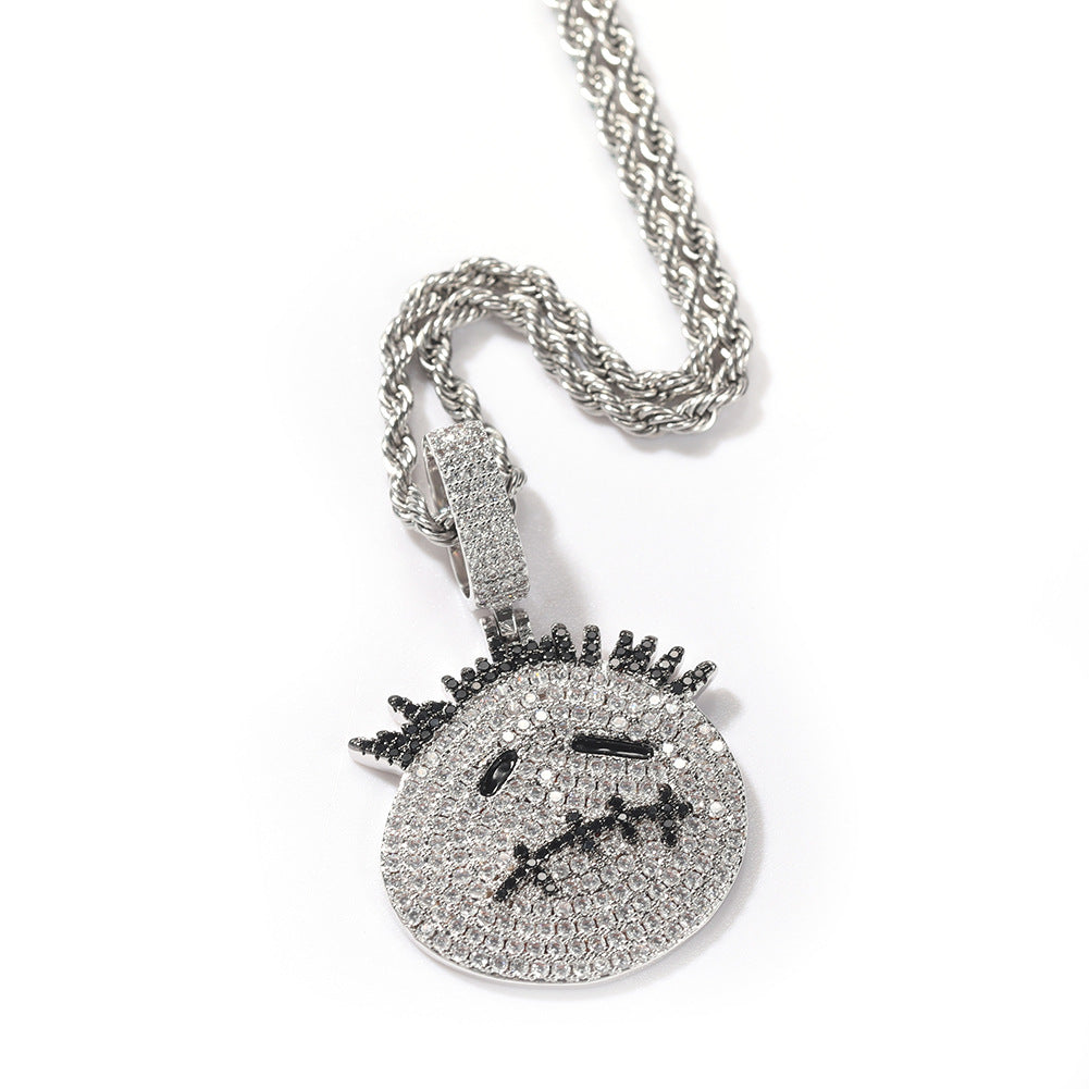 Hip-Hop Zircon Spiky Cartoon Avatar Pendant Necklace