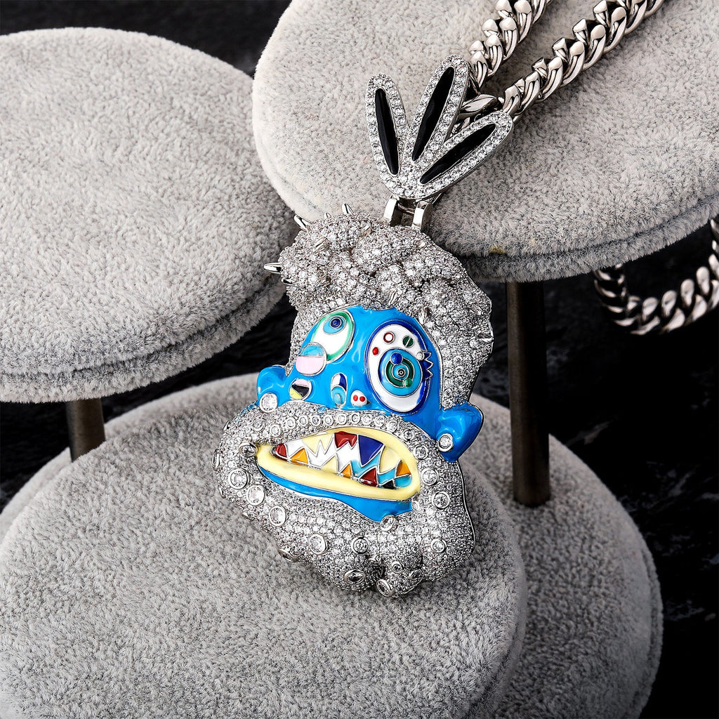 Colorful Drip Oil Diamond Cartoon Head Hip-Hop Pendant