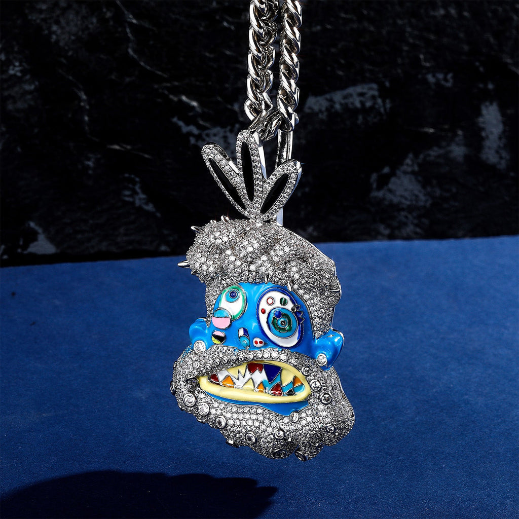 Colorful Drip Oil Diamond Cartoon Head Hip-Hop Pendant
