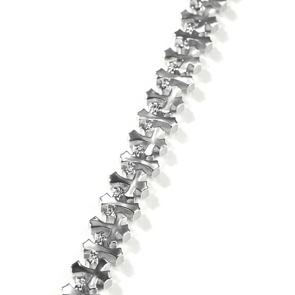 Iced Cross Bracelet — 11.5MM Zircon Hip-Hop Wristwear for Men