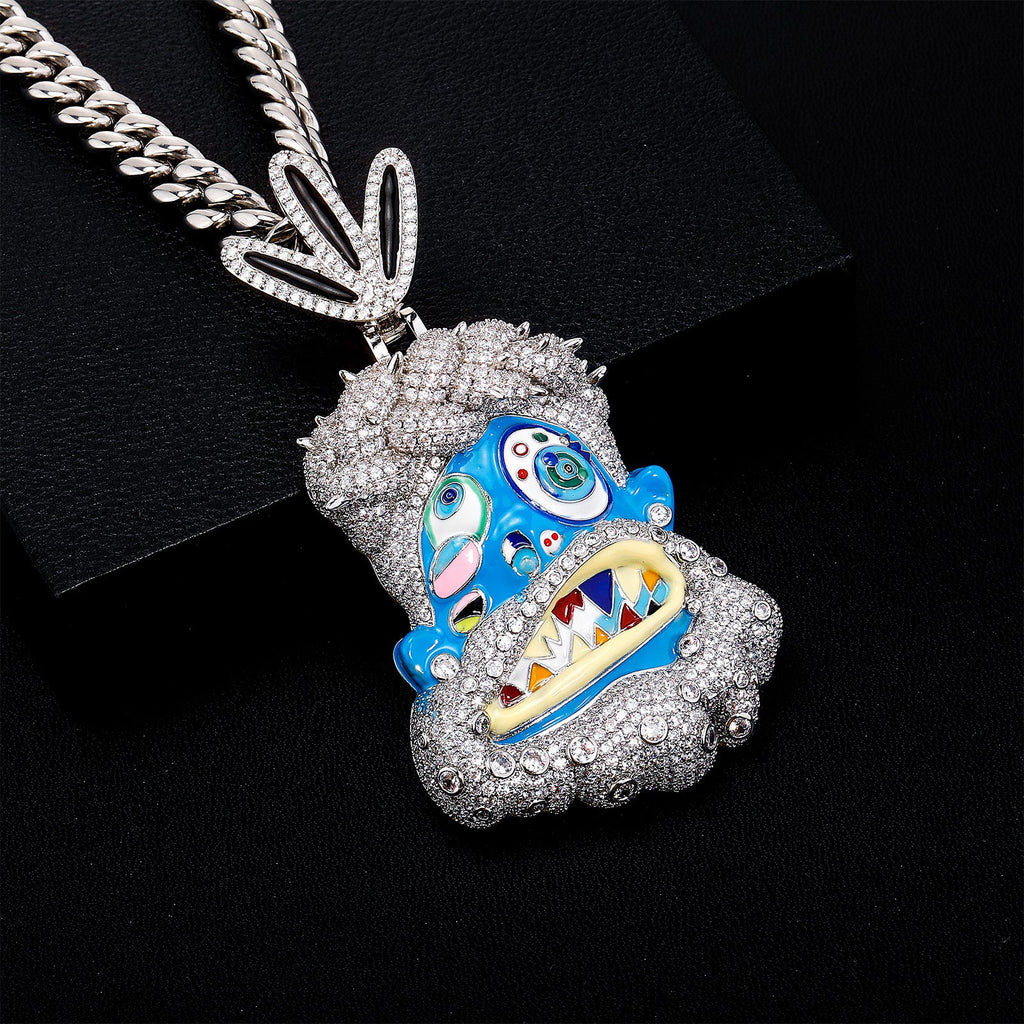 Colorful Drip Oil Diamond Cartoon Head Hip-Hop Pendant
