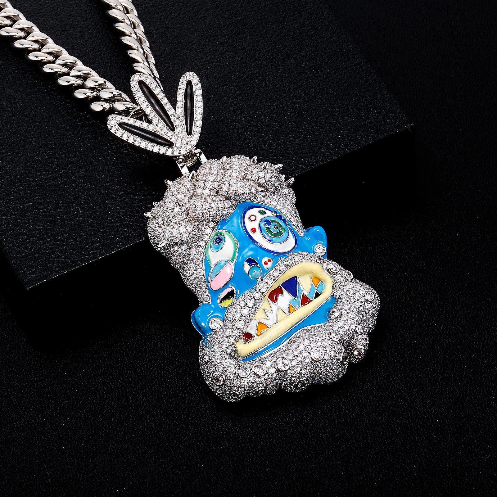 Colorful Drip Oil Diamond Cartoon Head Hip-Hop Pendant