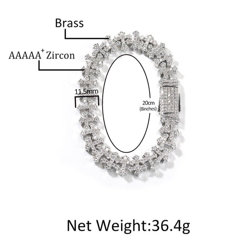 11.5MM Zircon-Encrusted Cross Hip-Hop Bracelet