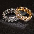 8mm Cuban Link Zirconia Ring — Iced Out CZ Hip-Hop Ring, Gold & Silver Electroplated, Sizes 6–11