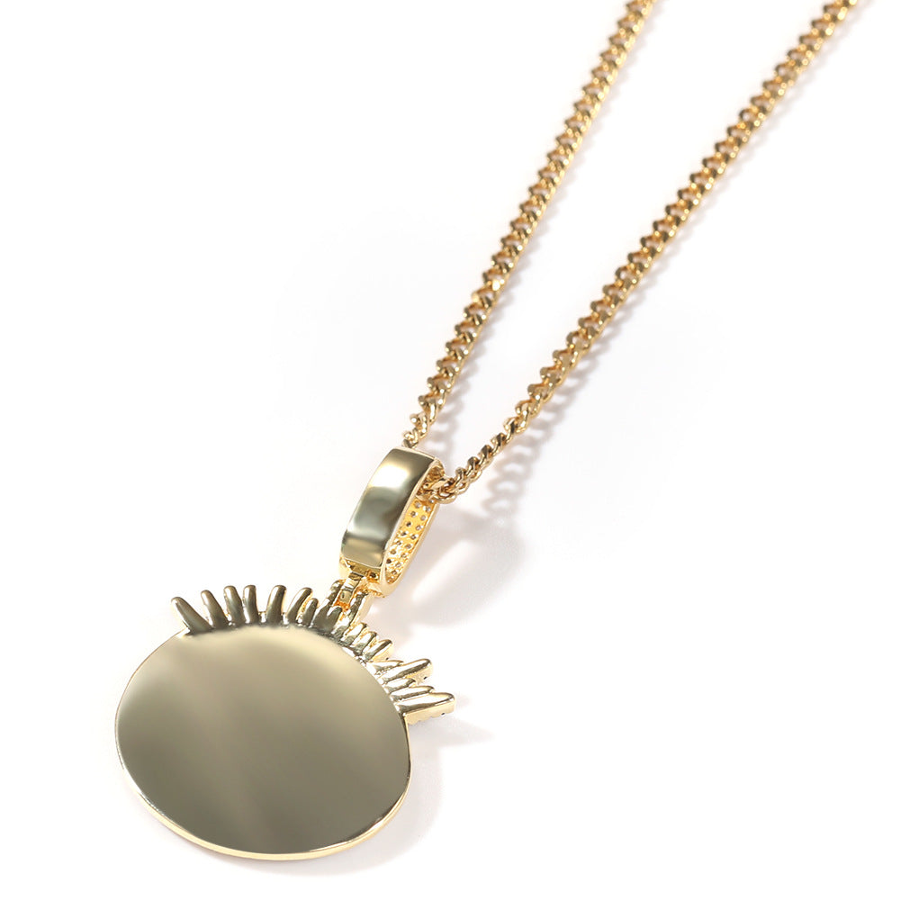 Zircon Spiky Cartoon Avatar Pendant Necklace — Iced Out Quirky Unisex Street Jewelry, Gold & Silver, 24" Chain