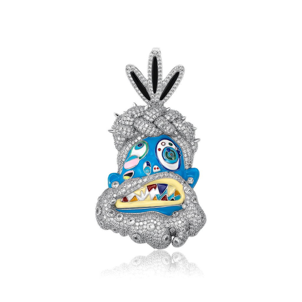 Colorful Drip Oil Diamond Cartoon Head Hip-Hop Pendant