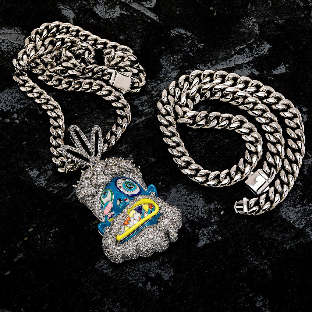 Colorful Drip Oil Diamond Cartoon Head Hip-Hop Pendant