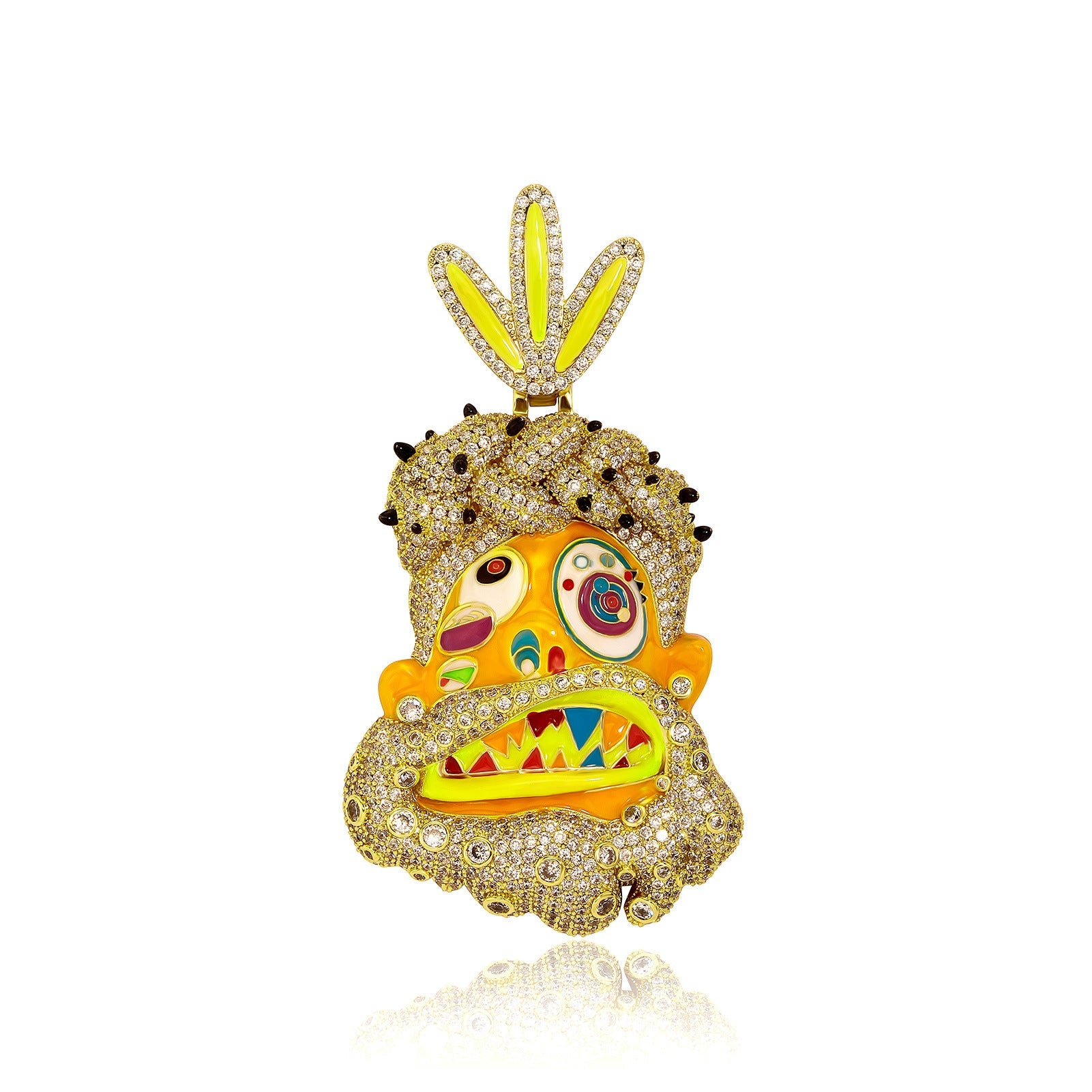 Colorful Drip Oil Diamond Cartoon Head Hip-Hop Pendant