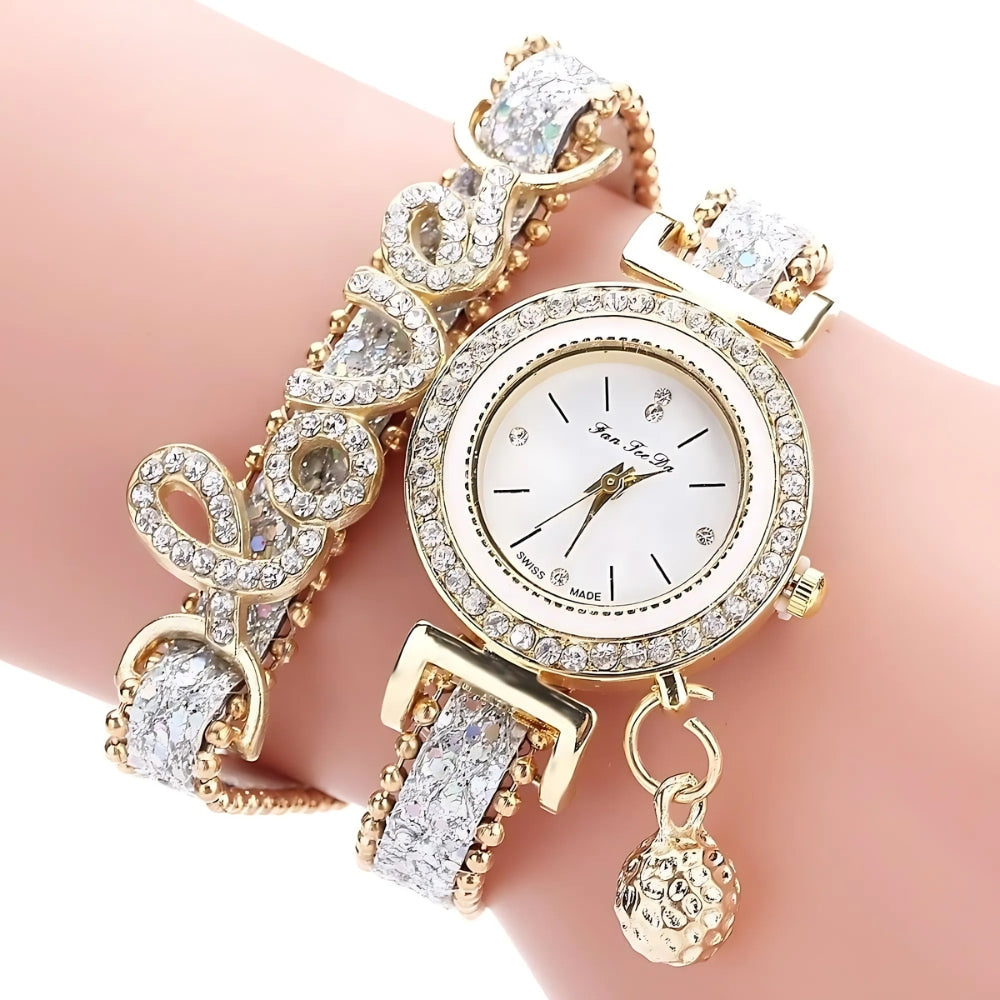 Dream Drums Love Script Diamond-Encrusted Watch