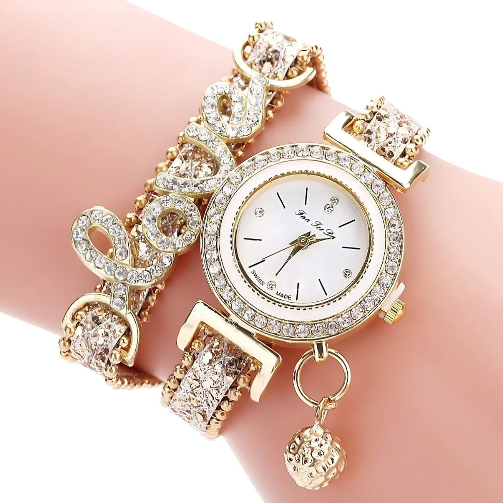 Dream Drums Love Script Diamond-Encrusted Watch
