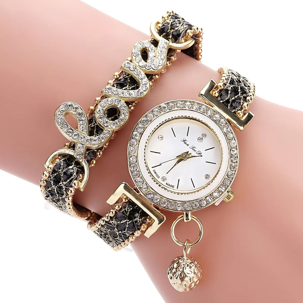 Dream Drums Love Script Diamond-Encrusted Watch