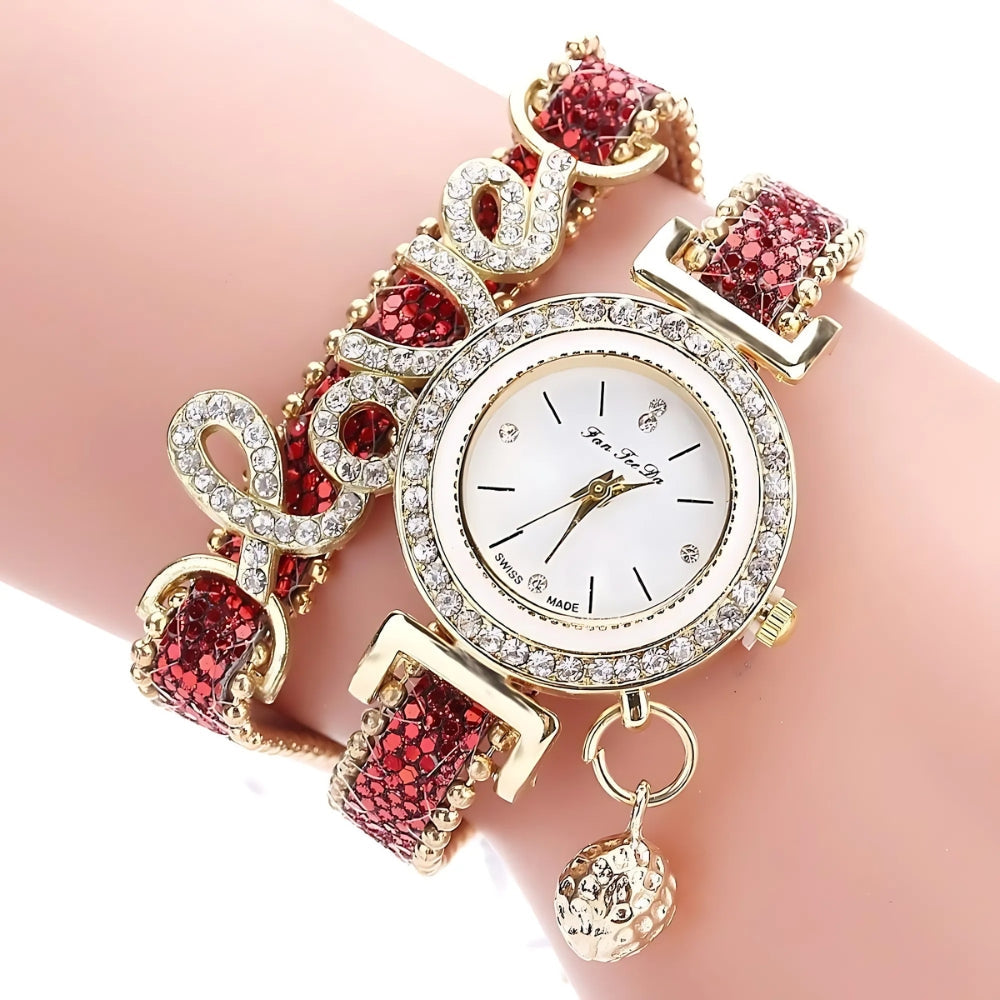 Dream Drums Love Script Diamond-Encrusted Watch