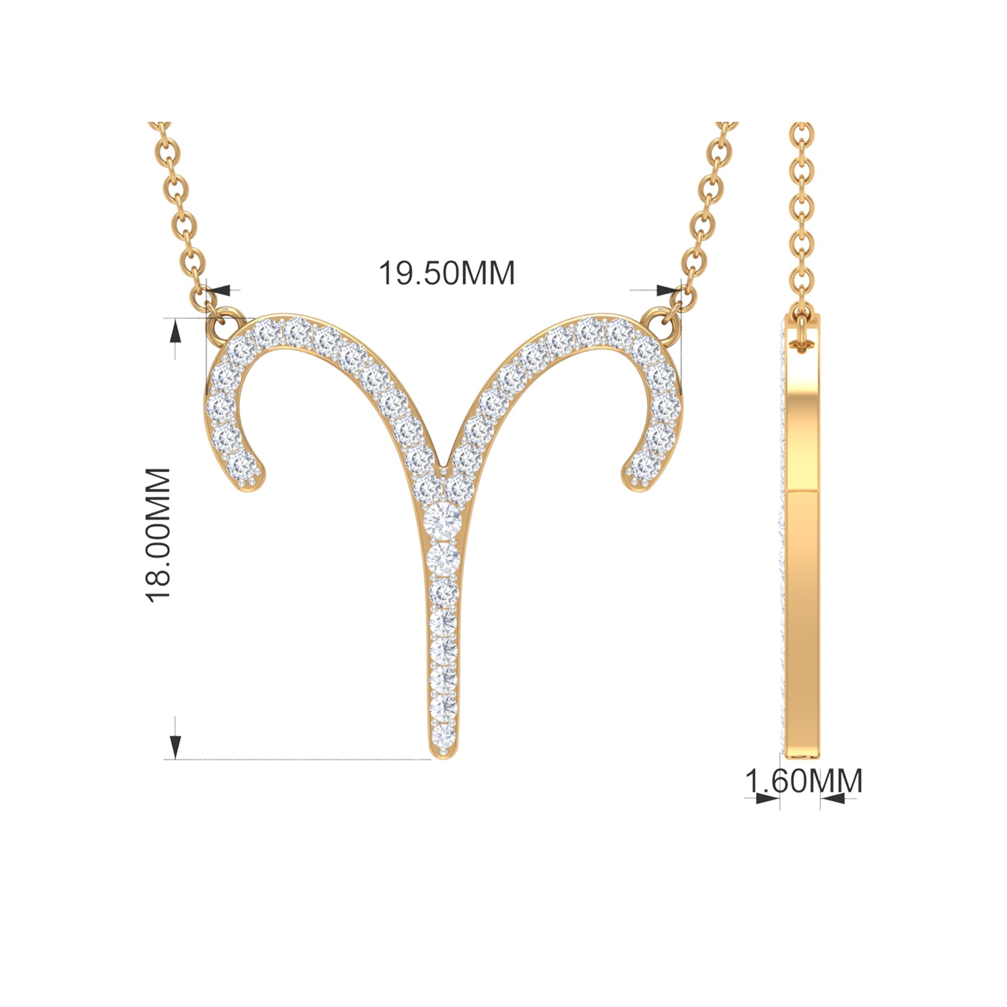 Certified Lab Grown Diamond Aries Astrology Necklace — Fine Zodiac Pendant Jewelry