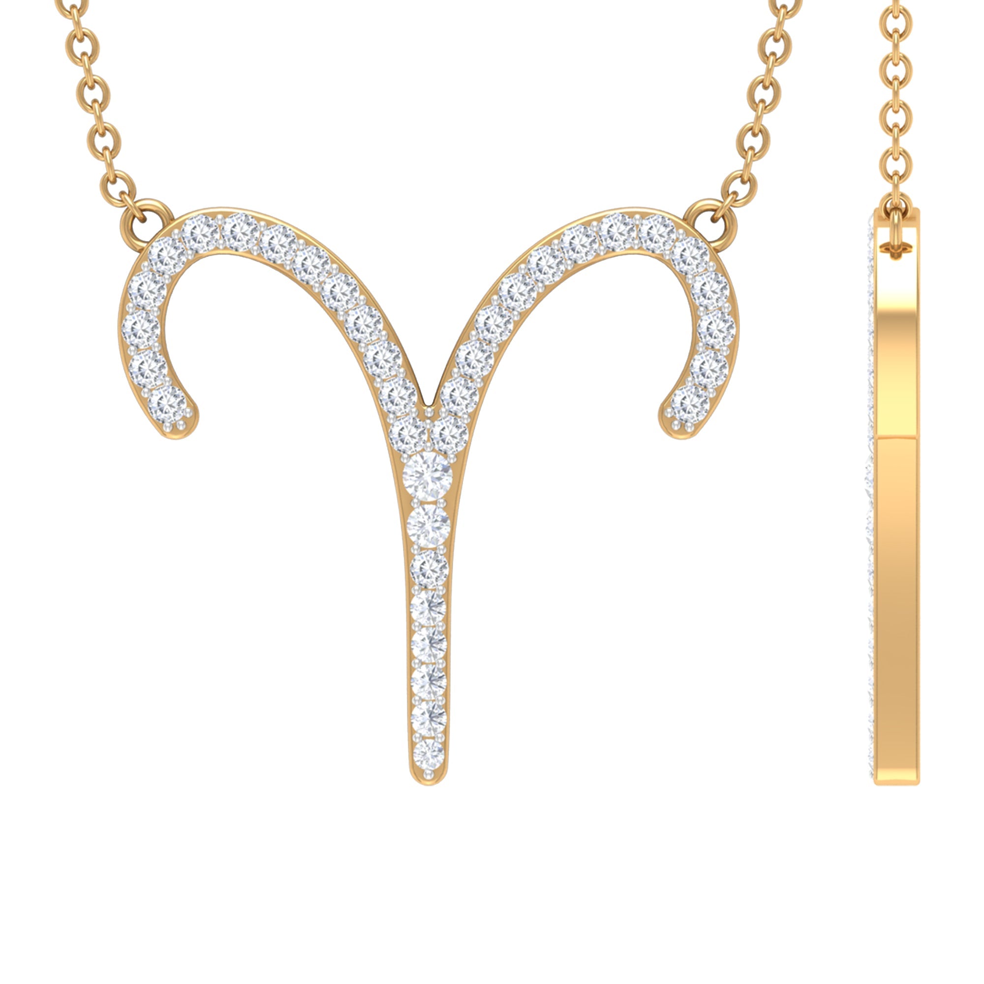 Certified Lab Grown Diamond Aries Astrology Necklace — Fine Zodiac Pendant Jewelry