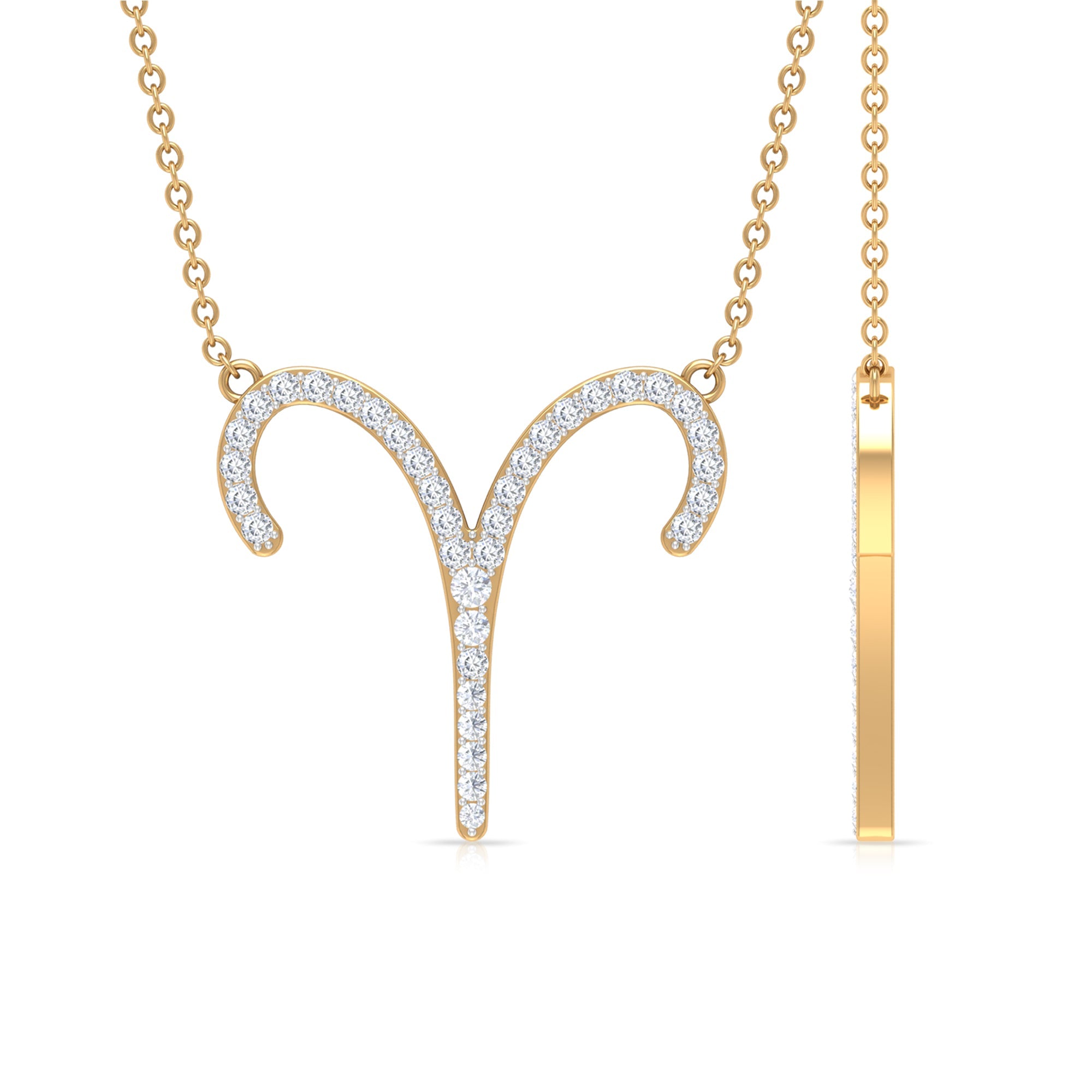 Certified Lab Grown Diamond Aries Astrology Necklace — Fine Zodiac Pendant Jewelry