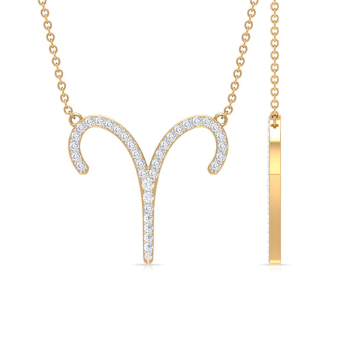 Certified Lab Grown Diamond Aries Astrology Necklace — Fine Zodiac Pendant Jewelry
