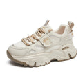 Fujin 5cm Genuine Leather Women Platform Wedge Chunky Sneakers – Breathable Autumn Winter