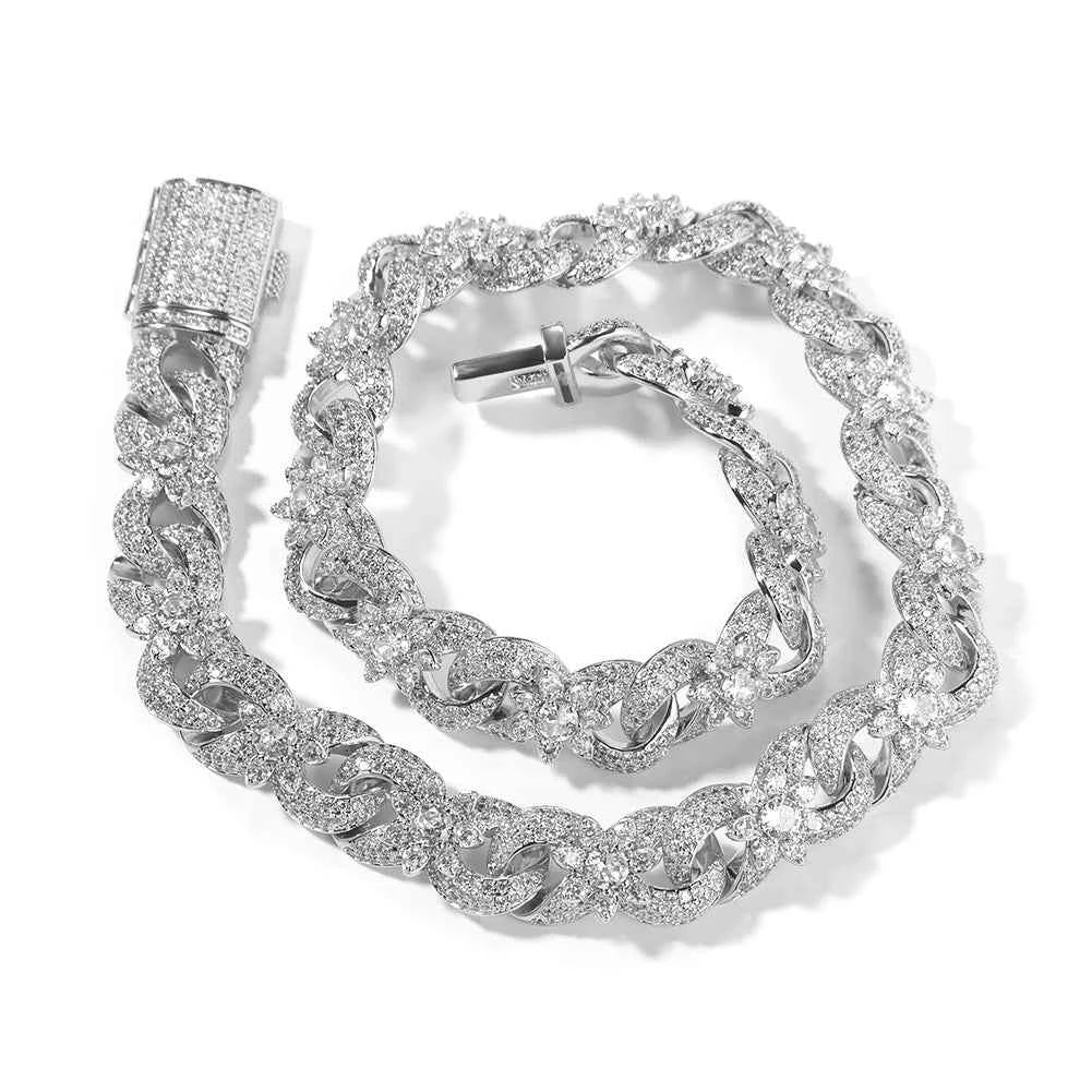 Colorful Floral Cuban Link Necklace & Bracelet Set
