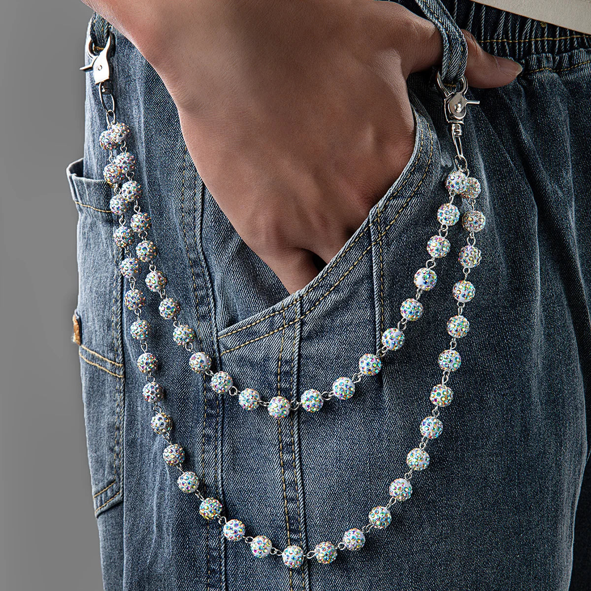 Colorful Zirconia Ball Double-Layer Hip-Hop Body Chain