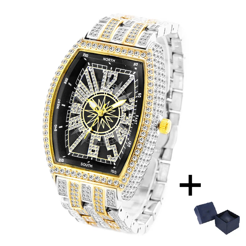 Tonneau Ice — Waterproof Lab Diamond Tonneau Quartz Watch, 18K Gold Plated, 6 Colorways | FireDrips