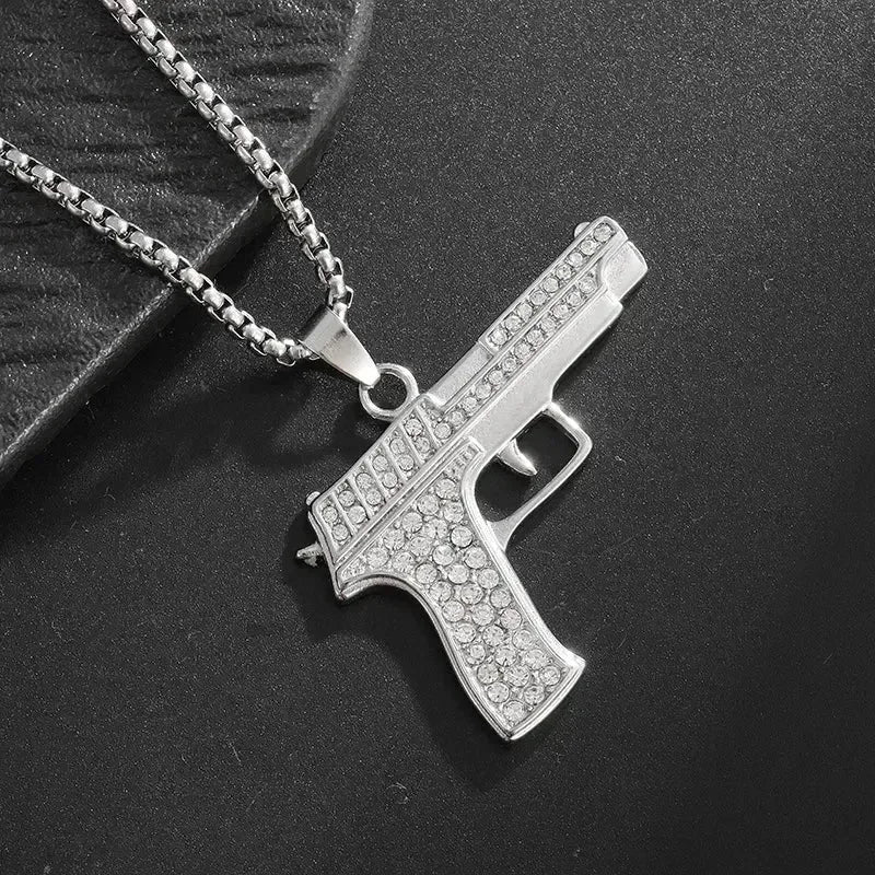 AK-47 Hip-Hop Gun Pendant Necklace — Bold Street Culture Zinc Alloy Jewelry, Gold & Silver, 39 Styles