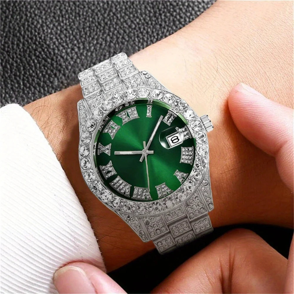 Rhinestone Riot — Retro Oversized Rhinestone Quartz Watch, Stainless Steel Band, 9 Colorways | FireDrips